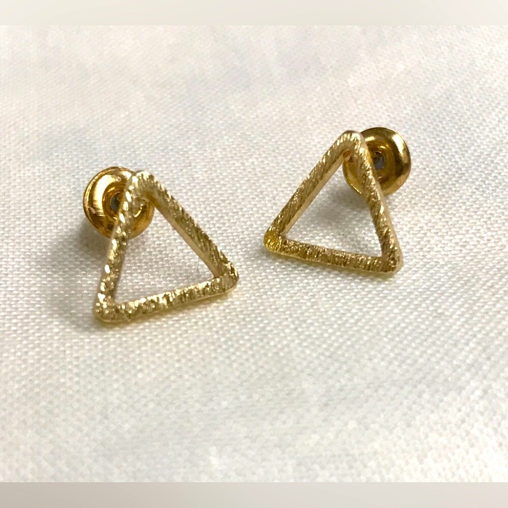 Gold Triangle Stud Earrings NEW